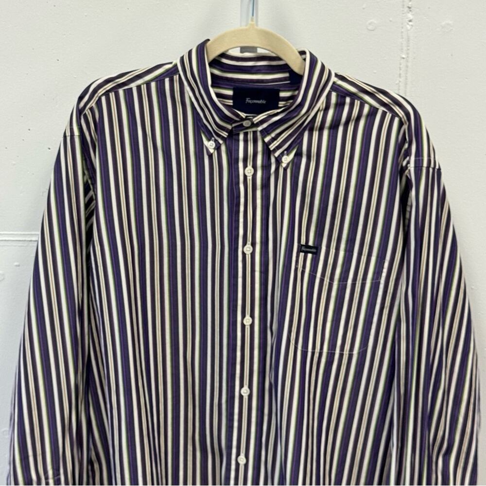 Façonnable Classic Striped Button Down Shirt Purple White XL - Picture 3 of 12
